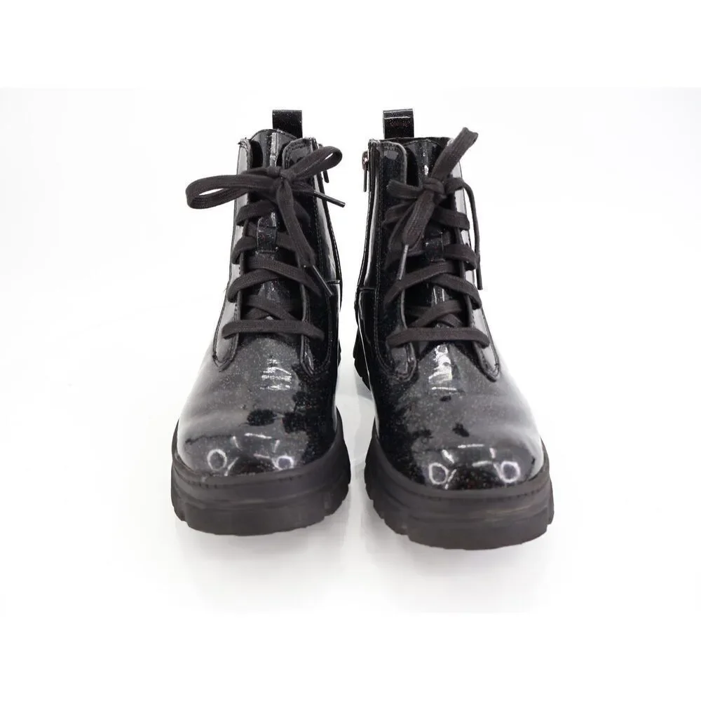 UGG Kids Ashton Glitter Boot Size 6 Girls Black Combat Lightweight Bootie
